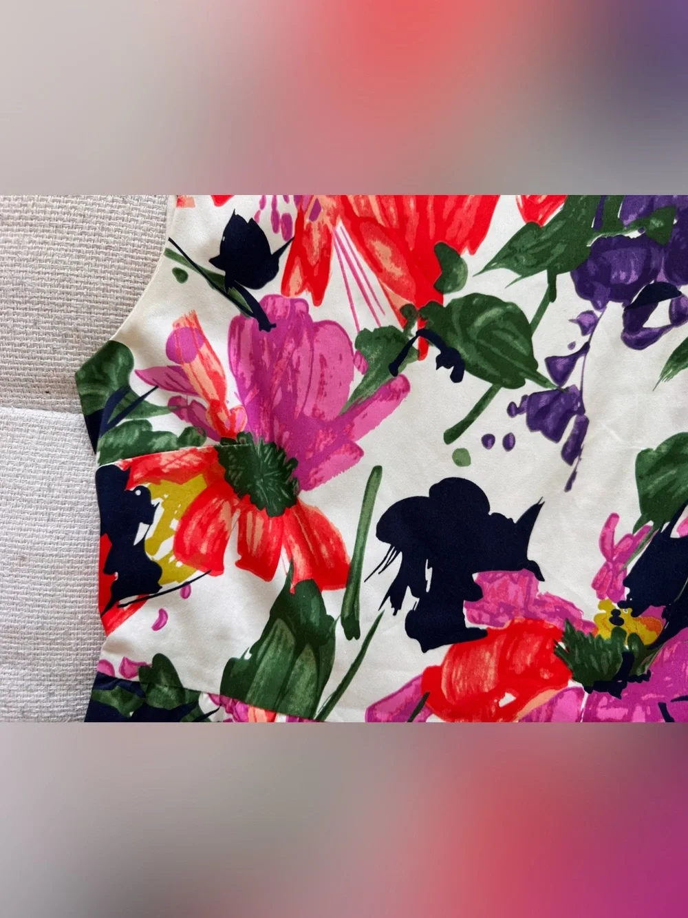 J. Crew Floral Sheath Dress in White with Red, Pink & Purple Blooms - size 0